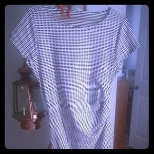 Below the knee black and white dress